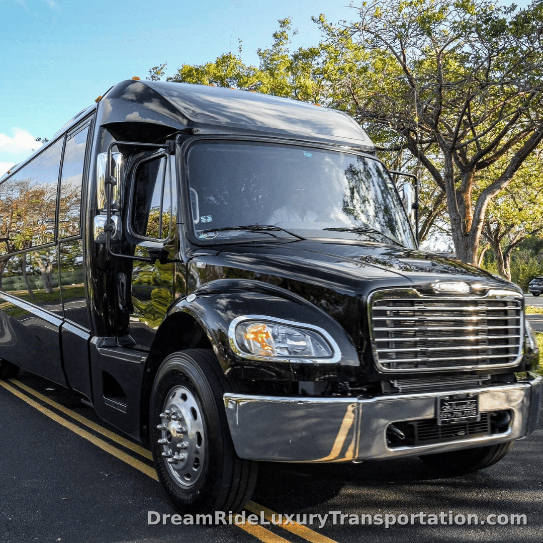 Executive Bus — Black (40 Passenger) — DreamRide luxury fleet, South Florida