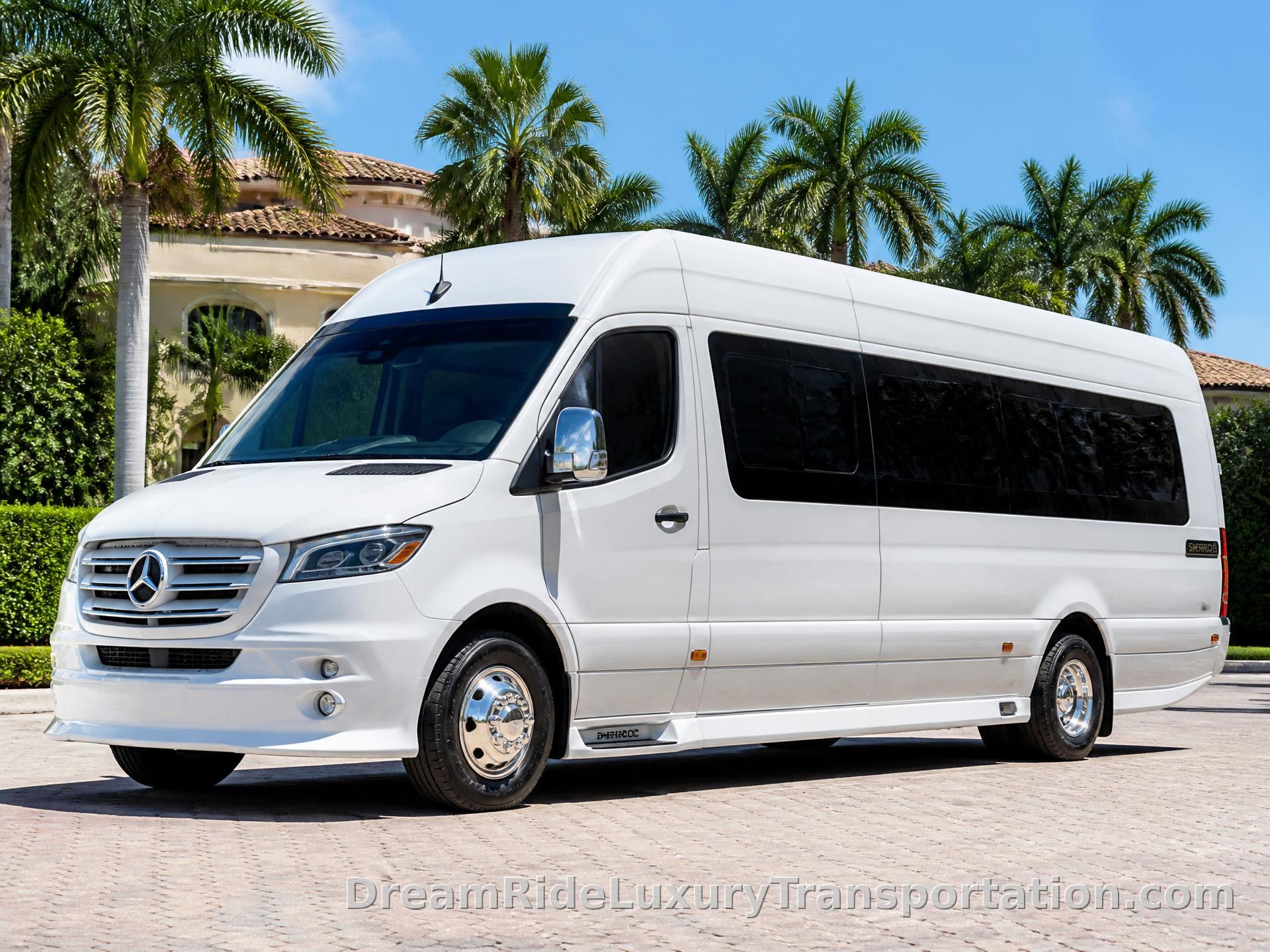 Mercedes Sprinter White Party Bus from the DreamRide fleet